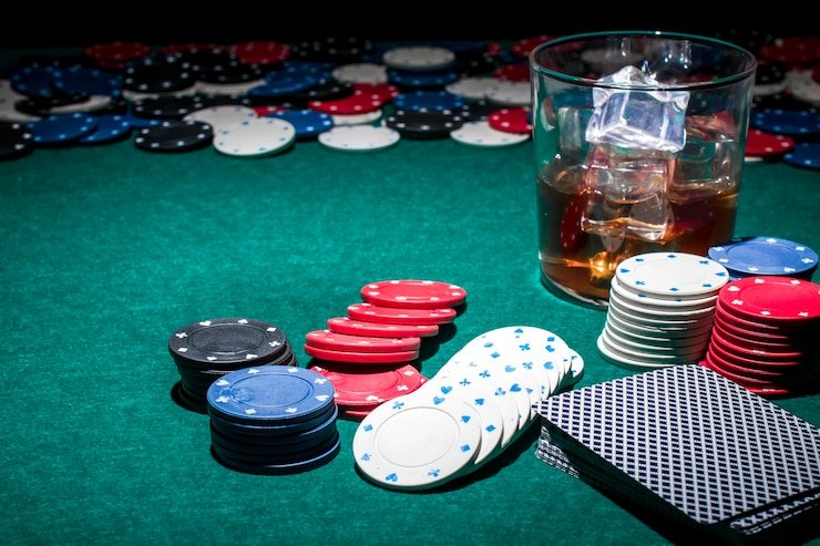 Tampilan meja Caribbean Stud Poker langsung di pathfinder dengan dealer profesional